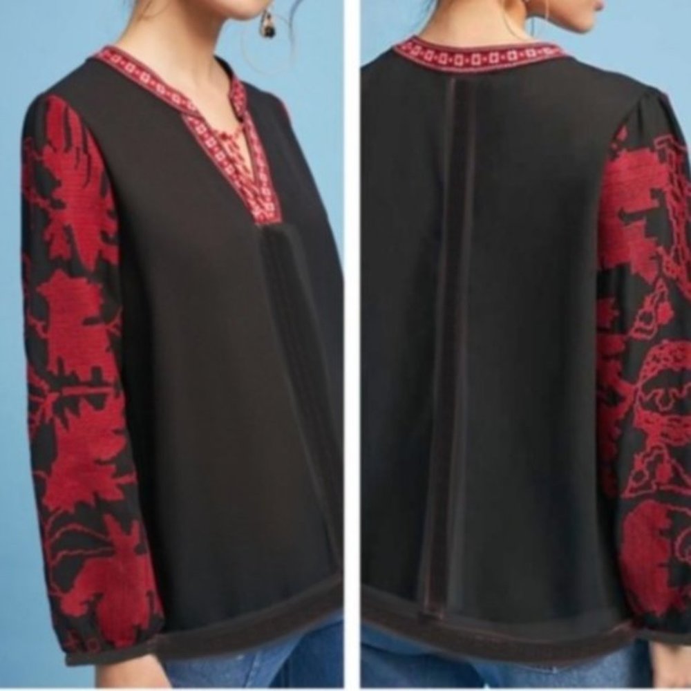 Anthropologie Maeve umbra embroidered peasant top - Picture 2 of 10